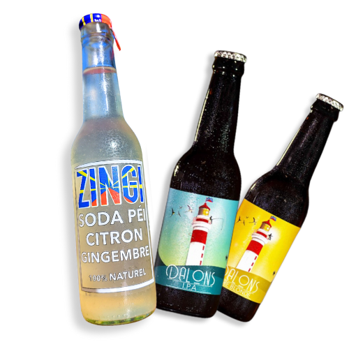 Nos boissons locales : soda Zingi et bières Dalons