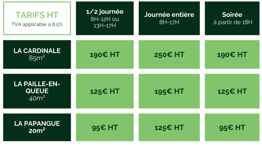 Tarifs des salles de séminaire